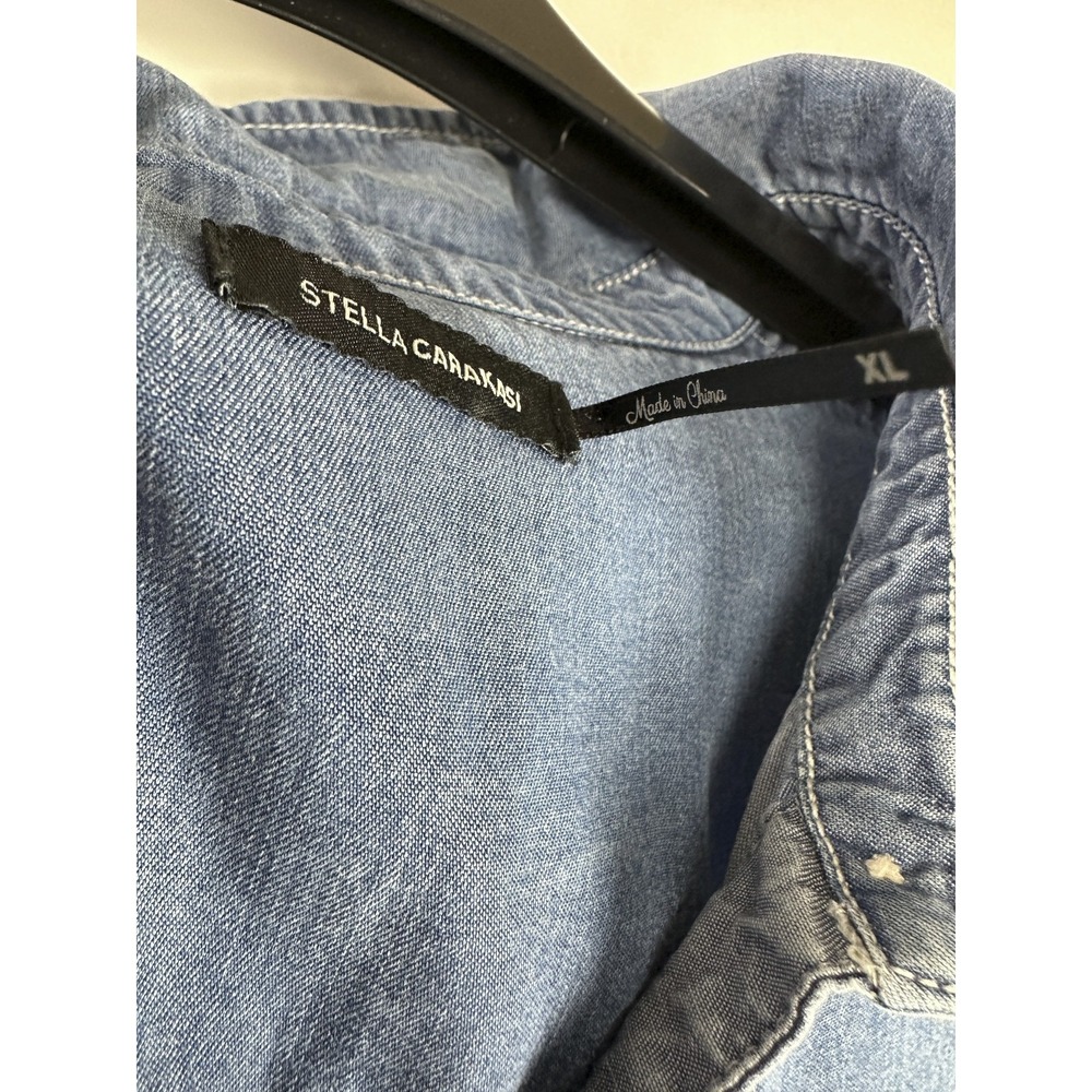 Stella Carakasi Prime Time Tunic in Denim Blue Laglenlook LS Button Up Size XL - Picture 14 of 16